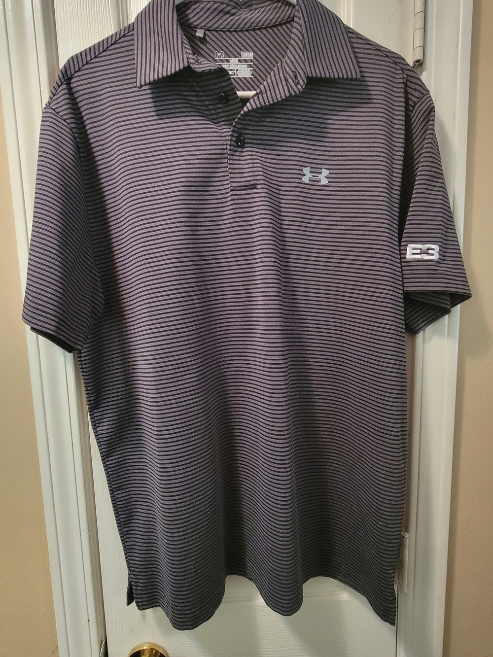 Under Armour Gray Black Striped Polo Shirt